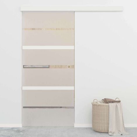 Puerta corredera con tope suave vidrio ESG y aluminio 90x205 cm