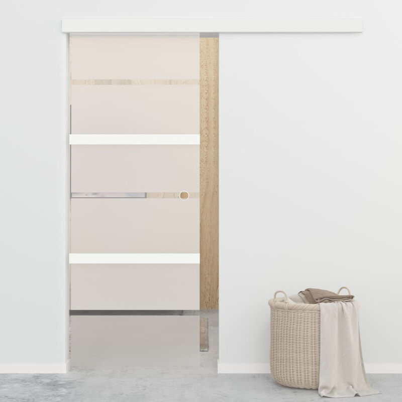 

Puerta corredera con topes suaves vidrio ESG aluminio 76x205 cm