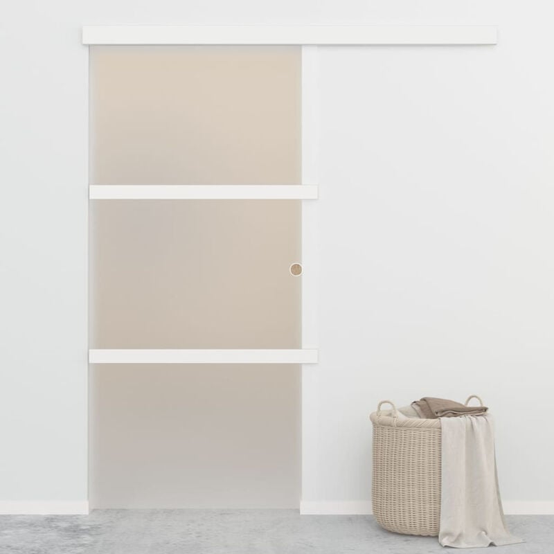 

Puerta corredera con topes suaves vidrio ESG aluminio 90x205 cm
