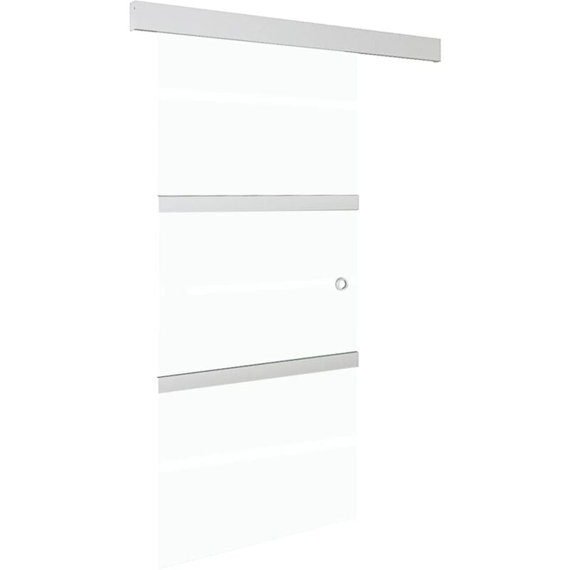 

vidaXL Puerta corredera con topes suaves vidrio ESG aluminio 90x205 cm - Plateado