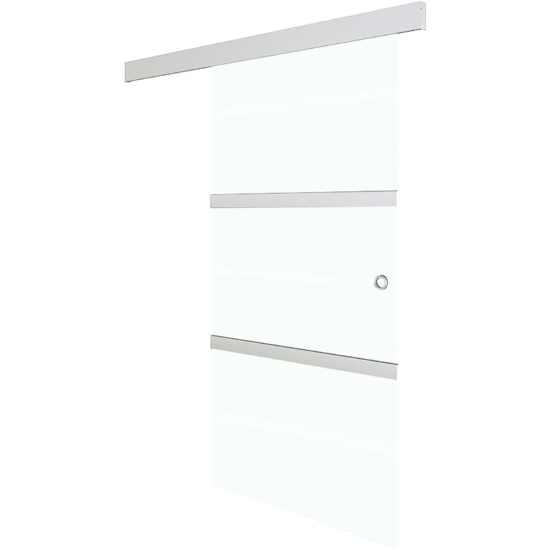 

vidaXL Puerta corredera con topes suaves vidrio ESG aluminio 76x205 cm - Plateado