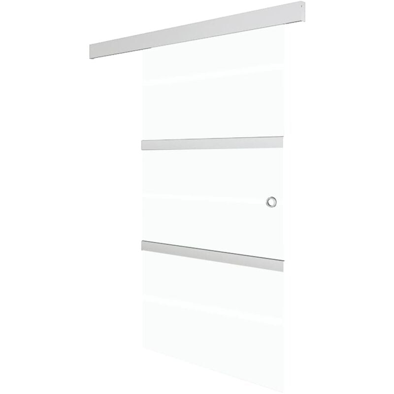 

vidaXL Puerta corredera con topes suaves vidrio ESG plata 102,5x205 cm - Plateado