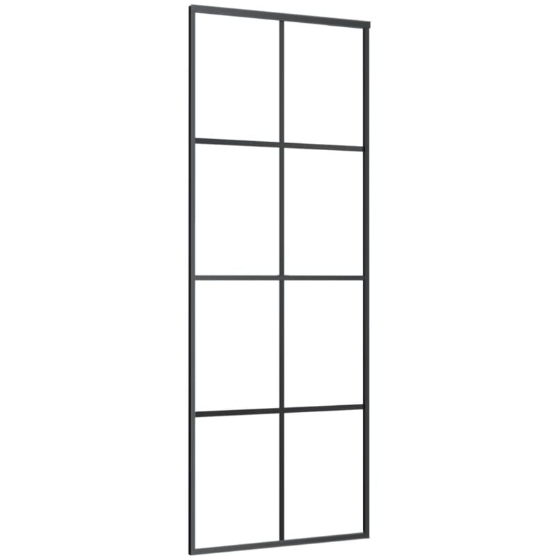 

vidaXL Puerta corredera de aluminio y vidrio ESG 76x205 cm negro - Negro