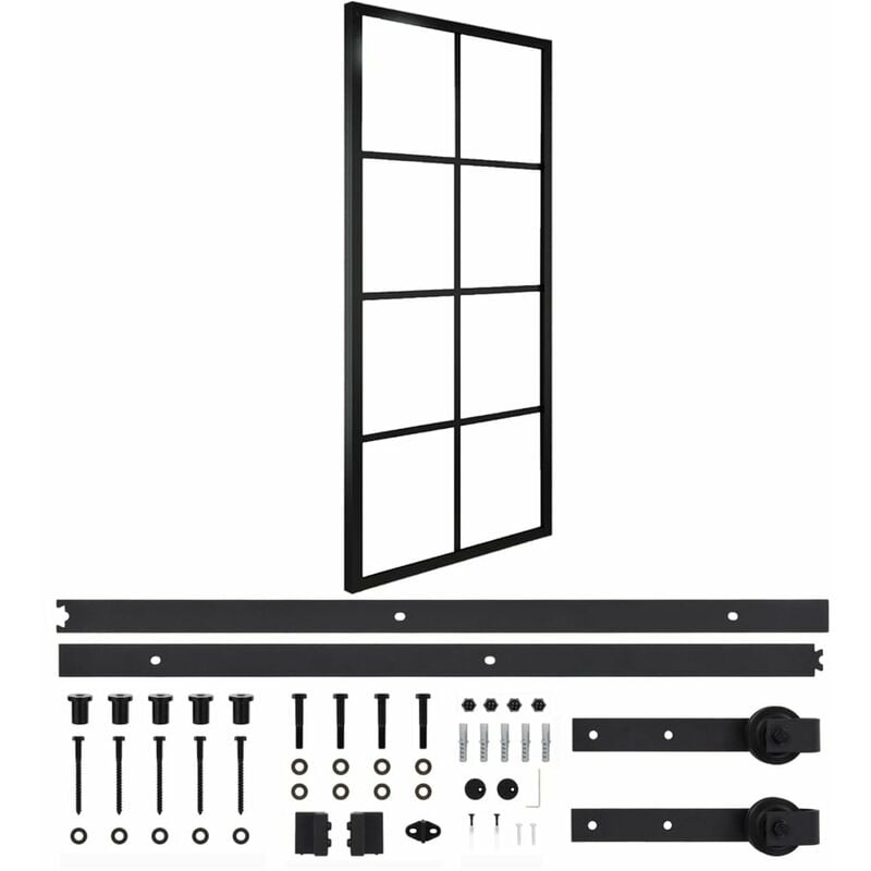 

Puerta corredera de aluminio y vidrio ESG con herrajes 76x205cm