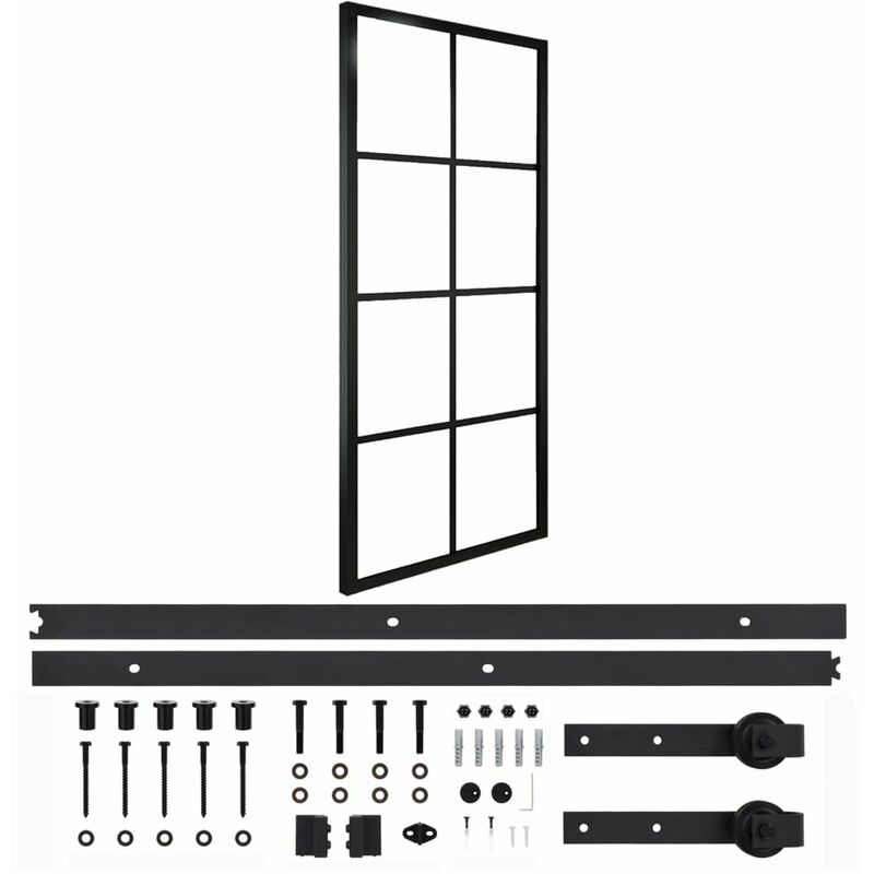 

Puerta corredera de aluminio y vidrio ESG con herrajes 76x205cm