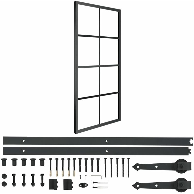 

Youthup - Puerta corredera de aluminio y vidrio ESG con herrajes 76x205cm - Negro