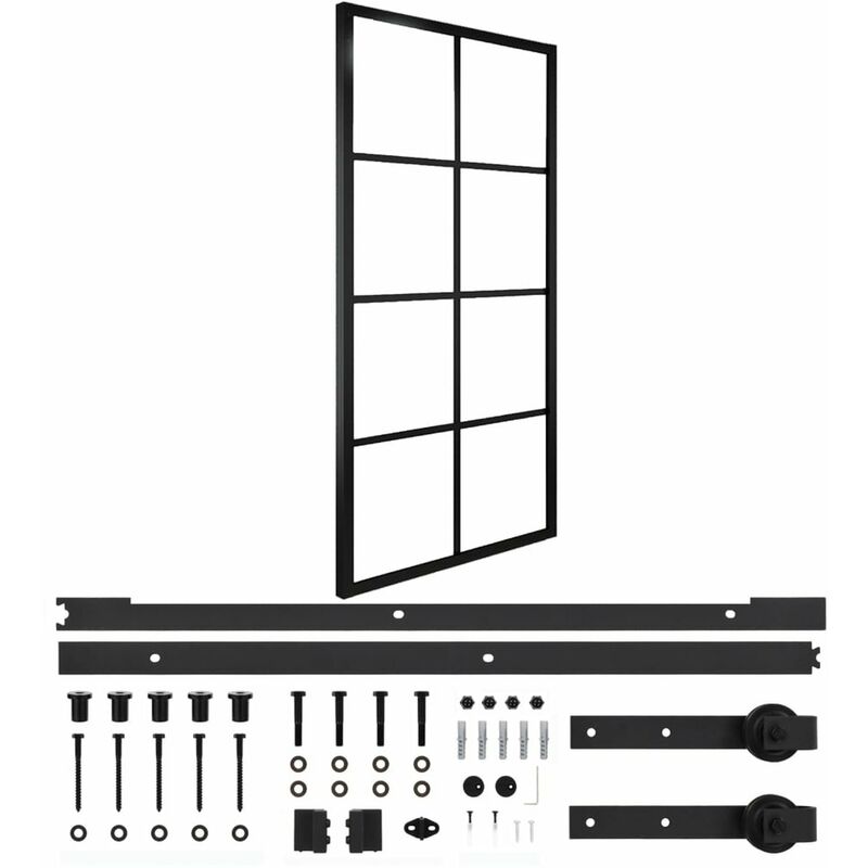 

Puerta corredera de aluminio y vidrio ESG con herrajes 90x205cm