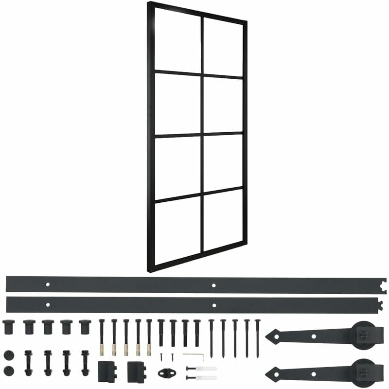 

Puerta corredera de aluminio y vidrio ESG con herrajes 90x205cm
