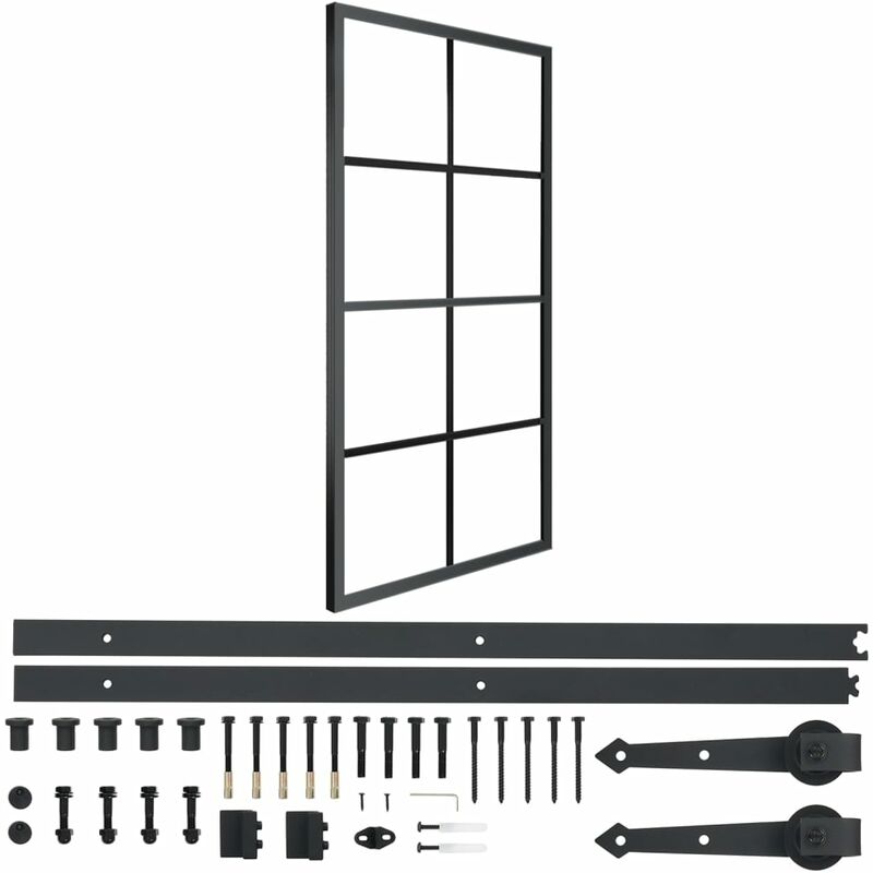 

Youthup - Puerta corredera de aluminio y vidrio ESG con herrajes 90x205cm - Negro