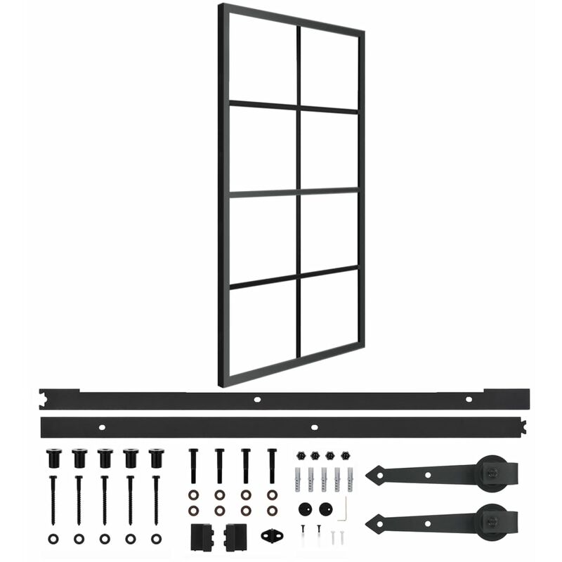 

Puerta corredera de aluminio y vidrio ESG herrajes 102,5x205cm - Negro