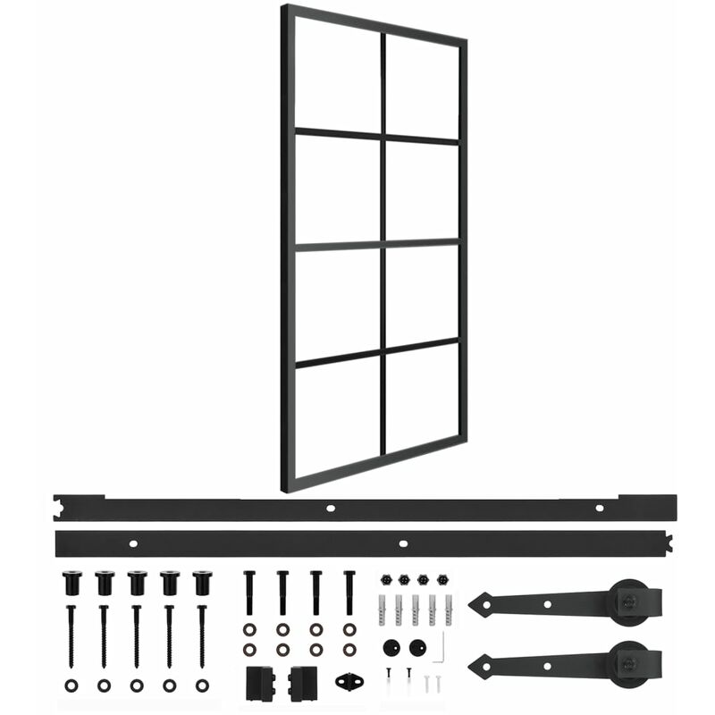 

Puerta corredera de aluminio y vidrio ESG herrajes 102,5x205cm - Negro