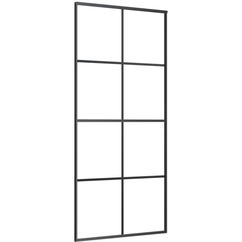 

vidaXL Puerta corredera de aluminio y vidrio ESG negro 90x205 cm - Negro