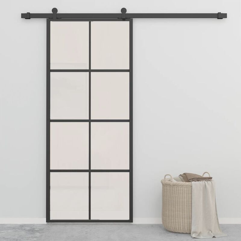 

BHD - Puerta corredera de aluminio y vidrio ESG negro 90x205 cm
