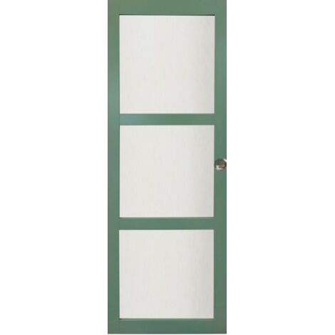 Puerta corredera de color verde claro con vidrio H204 x L73 cm, conchas de GD MENUISERIES