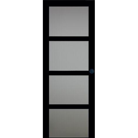 Puerta corredera de cristal negra Telia Al 204 x L 73 y 2 carcasas negras
