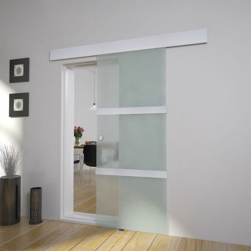 

BHD - Puerta corredera de cristal y aluminio 178 cm plateado