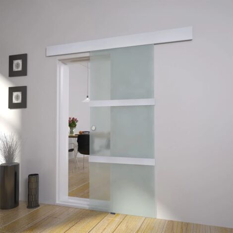 Puerta corredera de cristal y aluminio 178 cm plateado vidaXL952761
