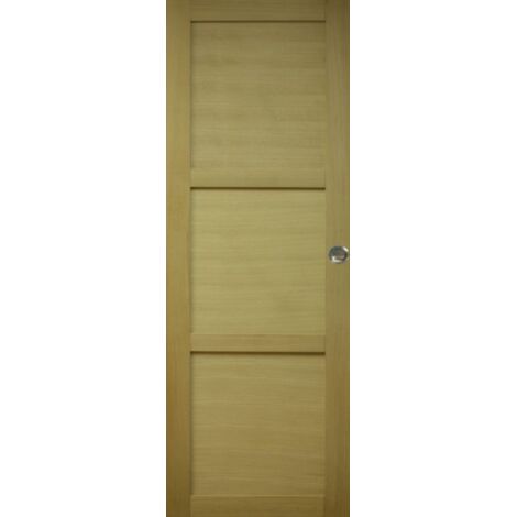 Puerta corredera de madera Ayous de 3 paneles H204 x L83 cm, coquillas GD MENUISERIES