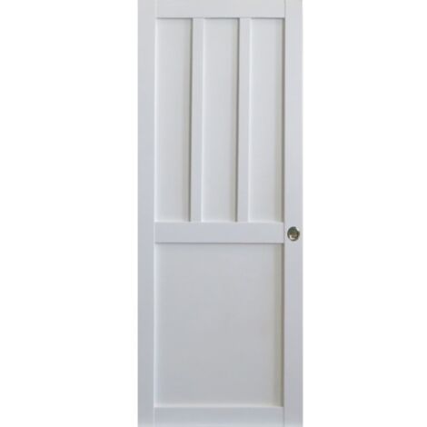 Puerta corredera de taller blanca de 2 paneles H204 x L73 cm, conchas Gd Menusería