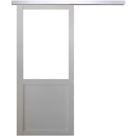 Puerta corredera de taller blanca H204 x L83 cm sin montante, riel de aluminio GD MENUISERIES