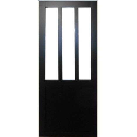 Puerta corredera de taller negra H204 x L83 cm Gd Menuiseries