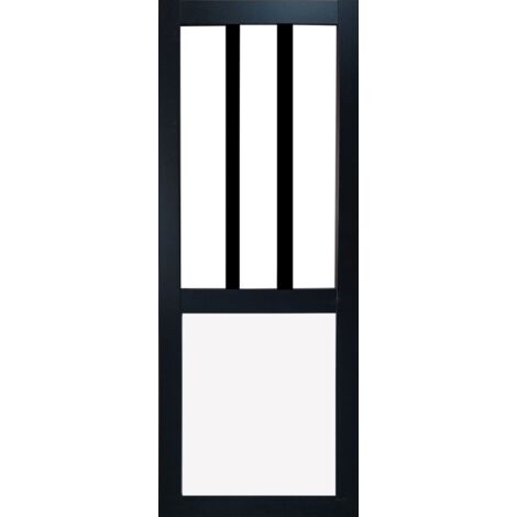 Puerta corredera de taller negra, panel de vidrio blanco H204 x L73 cm Gd Menuiseries