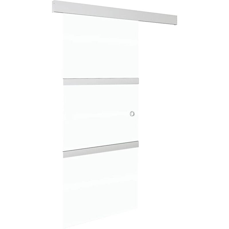 

vidaXL Puerta corredera de vidrio ESG y aluminio plateado 90x205 cm - Plateado