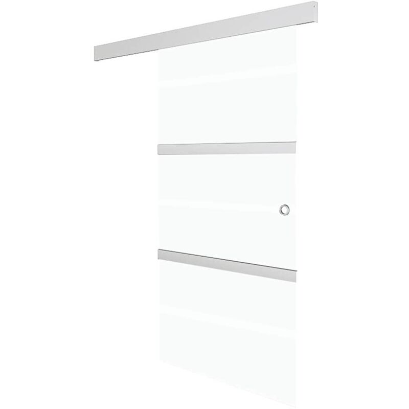 

vidaXL Puerta corredera de vidrio ESG y aluminio plateado 76x205 cm - Plateado