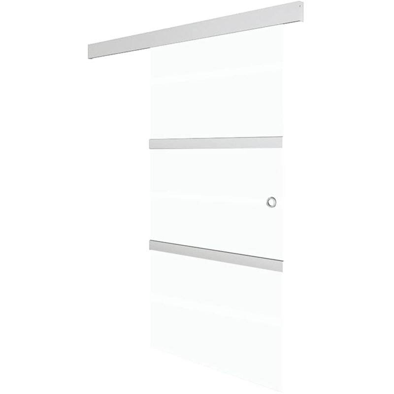 

vidaXL Puerta corredera de vidrio ESG y aluminio plateado 90x205 cm - Plateado