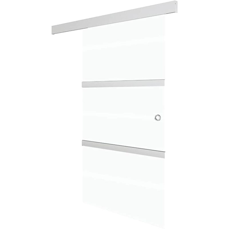 

vidaXL Puerta corredera de vidrio ESG y aluminio plateado 102,5x205 cm - Plateado