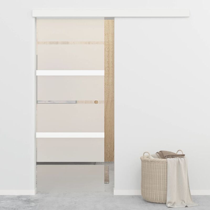 

Puerta corredera de vidrio ESG y aluminio plateado 76x205 cm - Plateado