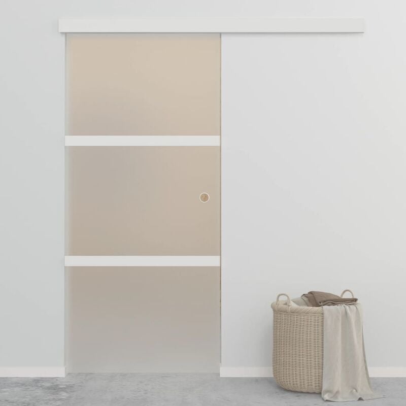 

Puerta corredera de vidrio ESG y aluminio plateado 90x205 cm - Plateado