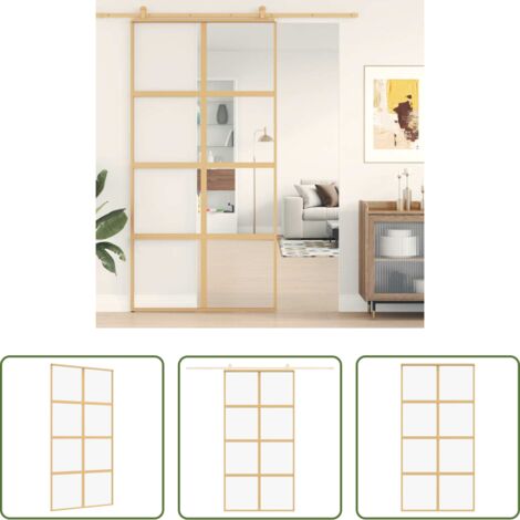 Puerta corredera de vidrio -  Puerta corredera dorada de vidrio ESG transparente y aluminio