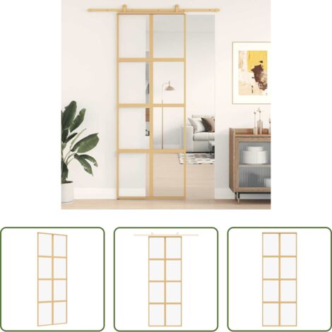 Puerta corredera de vidrio -  Puerta corredera dorada de vidrio ESG transparente y aluminio