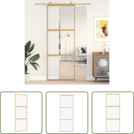 Puerta corredera de vidrio -  Puerta corredera dorada de vidrio ESG transparente y aluminio