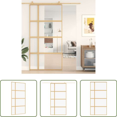 Puerta corredera de vidrio -  Puerta corredera dorada de vidrio ESG transparente y aluminio