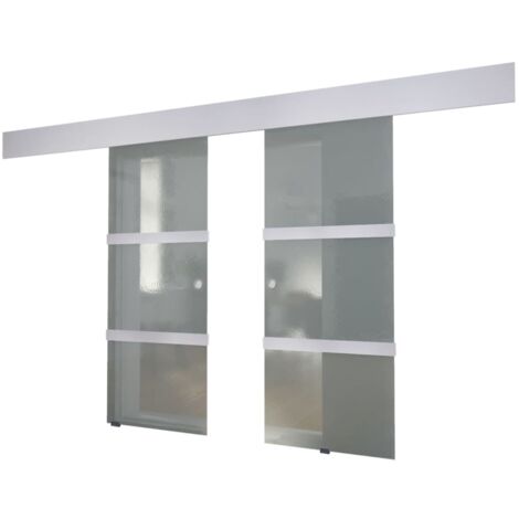 Puerta corredera doble de vidrio vidaXL - Transparente