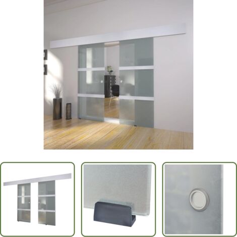 Puerta corredera doble -  Puerta corredera doble de vidrio