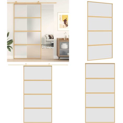 Puerta corredera dorada de vidrio ESG esmerilado y aluminio - Puerta corredera de vidrio - Puerta corredera de aluminio