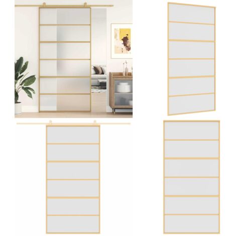 Puerta corredera dorada de vidrio ESG esmerilado y aluminio - Puerta Corrediza de Vidrio - Puerta Corrediza ESG