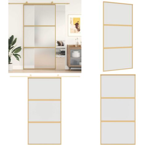 Puerta corredera dorada de vidrio ESG esmerilado y aluminio - Puerta Corrediza de Vidrio - Puerta Corrediza ESG