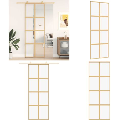 Puerta corredera dorada de vidrio ESG transparente y aluminio - Puerta corredera de vidrio - Puerta corredera de aluminio