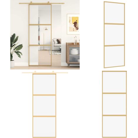 Puerta corredera dorada de vidrio ESG transparente y aluminio - Puerta corredera de vidrio - Puerta corredera transparente