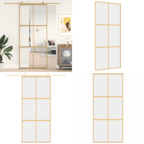 Puerta corredera dorada de vidrio ESG transparente y aluminio - Puerta Corrediza de Vidrio - Puerta Corrediza ESG Transparente