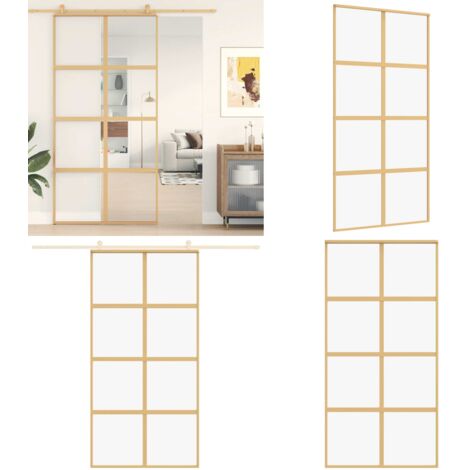 Puerta corredera dorada de vidrio ESG transparente y aluminio - Puerta Corrediza de Vidrio - Puerta Corrediza ESG Transparente