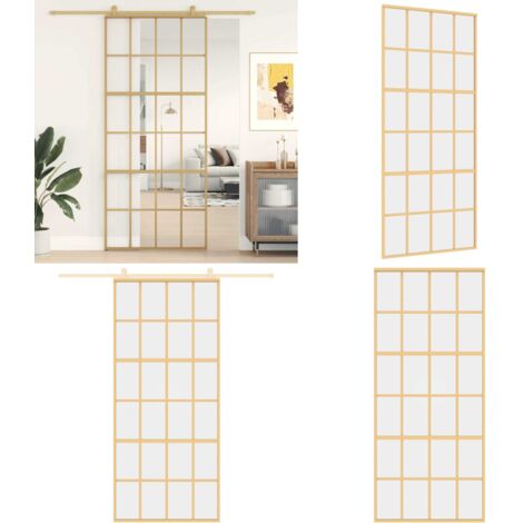 Puerta corredera dorada de vidrio ESG transparente y aluminio - Puerta Corrediza de Vidrio - Puerta Corrediza ESG Transparente