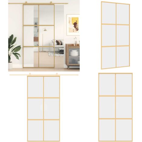 Puerta corredera dorada de vidrio ESG transparente y aluminio - Puerta Corrediza de Vidrio - Puerta Corrediza ESG Transparente
