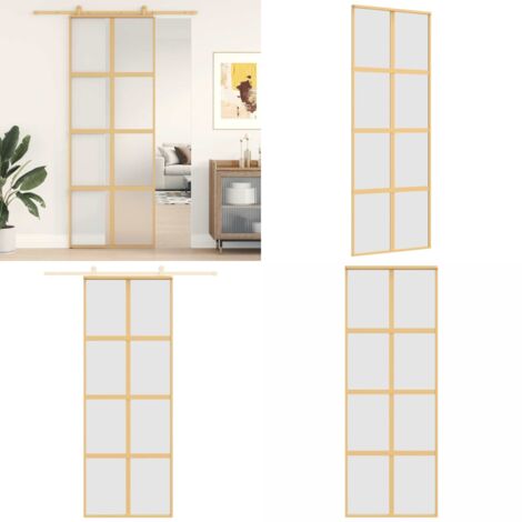 Puerta corredera dorada vidrio ESG esmerilado aluminio 76x205cm - Puerta corredera de vidrio - Puerta corredera aluminio