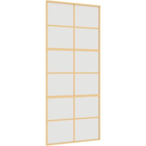 Puerta corredera dorada vidrio ESG esmerilado aluminio 90x205cm vidaXL