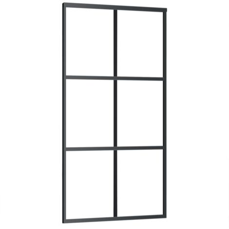Puerta Corredera ESG Vidrio y Aluminio Negro MúltiEstampado Multitalla
